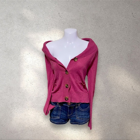 Mossimo Supply Co. Button Up Pink Cardigan - Picture 1 of 3